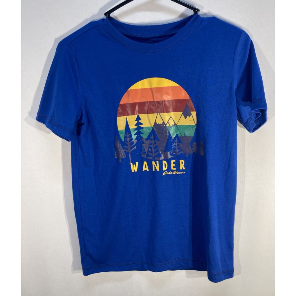 Eddie Bauer Youth M 10/12 Royal Blue Sunset Mountain Wander T-Shirt